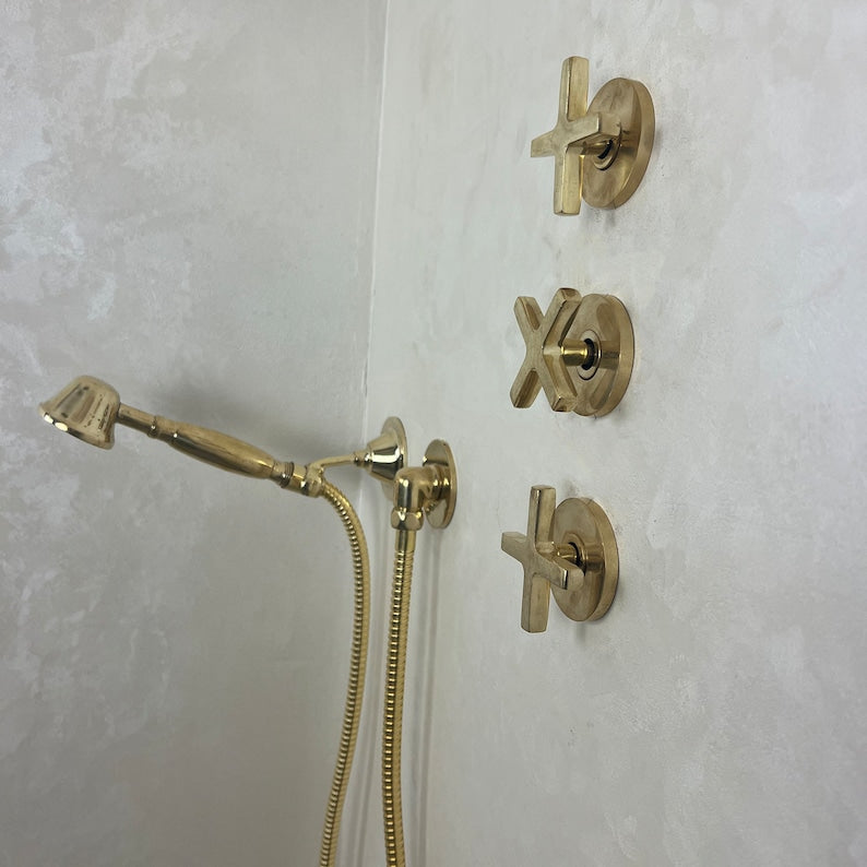 Handcrafted Solid Brass Shower Head – Unlacquered Brass Fixture