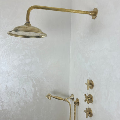 Handcrafted Solid Brass Shower Head – Unlacquered Brass Fixture