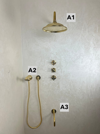 Handcrafted Solid Brass Shower Head – Unlacquered Brass Fixture