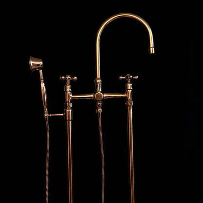 Floor-Mounted Unlacquered Brass Tub Filler