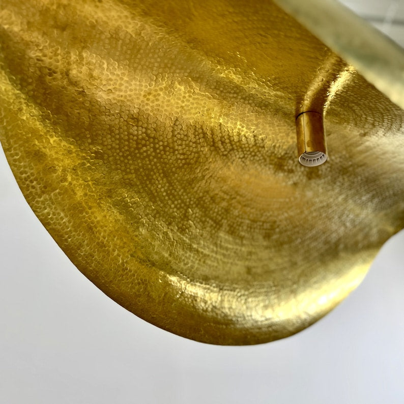Hand-Hammered Polished Brass Crescent Pendant Set