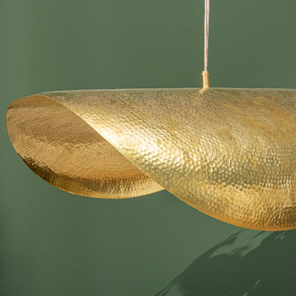 Hand-Hammered Polished Brass Crescent Pendant Set