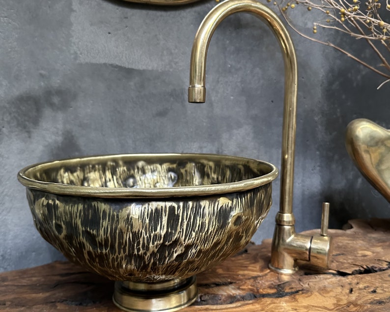 Industrial Distressed Brass Countertop Sink
