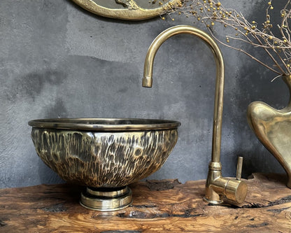 Industrial Distressed Brass Countertop Sink