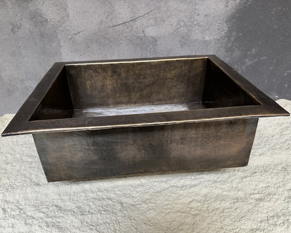 Bronze Drop-In Kitchen Basin – Aged Copper Industrial Sink