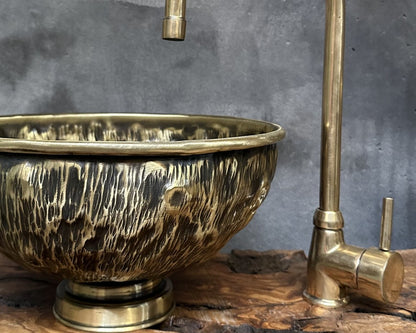 Industrial Distressed Brass Countertop Sink