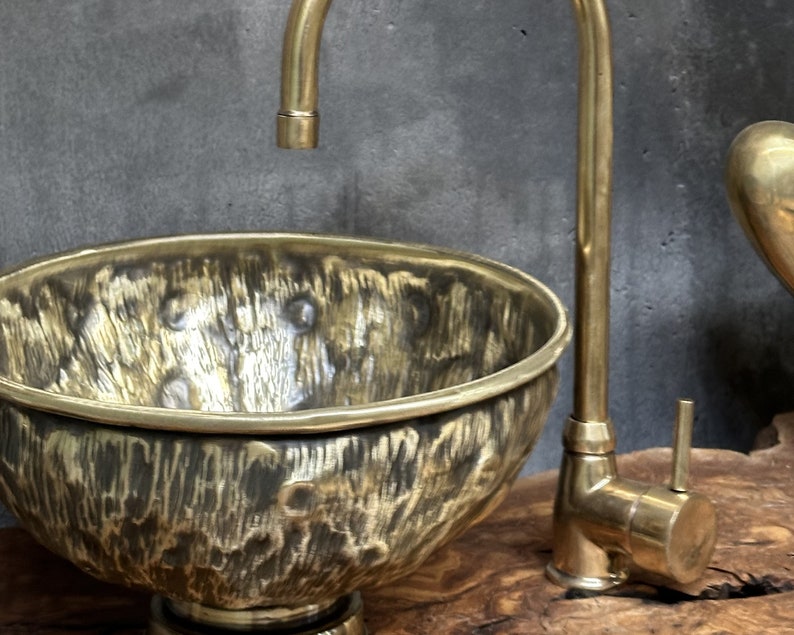 Industrial Distressed Brass Countertop Sink