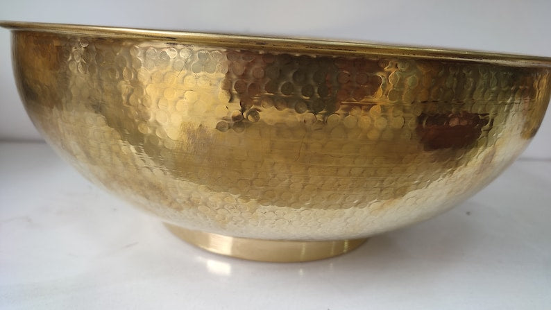 Industrial Hammered Brass Cylinder Basin
