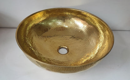 Industrial Hammered Brass Cylinder Basin