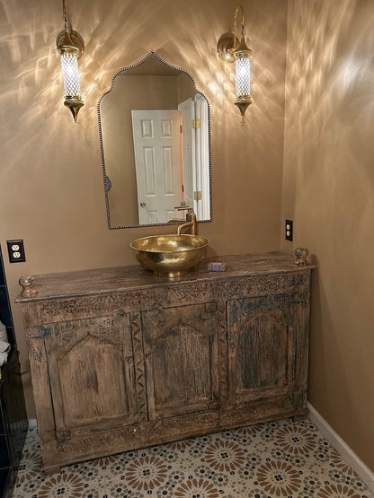 Industrial Hammered Brass Cylinder Basin