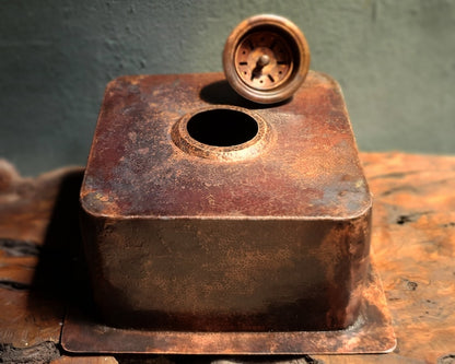 Hand-Hammered Square Copper Prep and Bar Sink