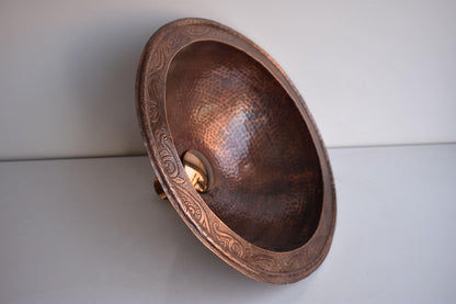 Drop-In Hammered Copper Vanity Sink