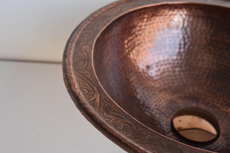 Drop-In Hammered Copper Vanity Sink