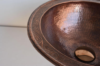 Drop-In Hammered Copper Vanity Sink