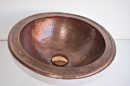 Drop-In Hammered Copper Vanity Sink