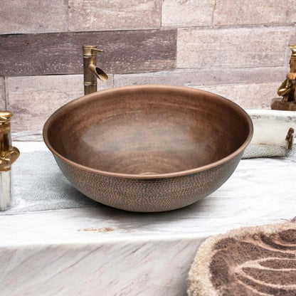 Round Hammered Copper Sink
