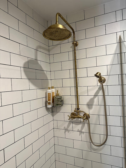 Antique Brass Exposed Rainfall Shower System