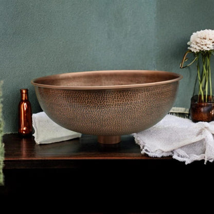 Round Hammered Copper Sink