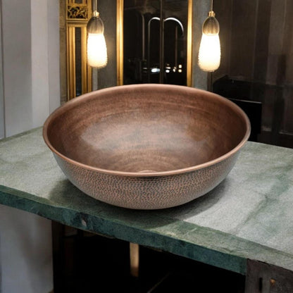 Round Hammered Copper Sink