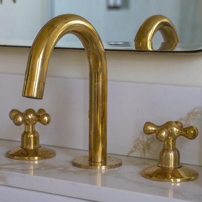 Unlacquered Brass Gooseneck Faucet Set