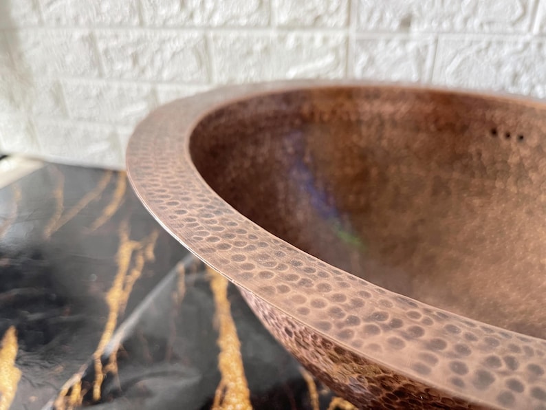 Classic Hammered Copper Drop-In Sink with Wide Rim