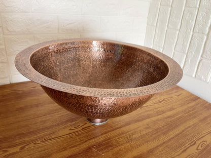 Classic Hammered Copper Drop-In Sink with Wide Rim