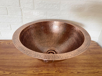 Classic Hammered Copper Drop-In Sink with Wide Rim