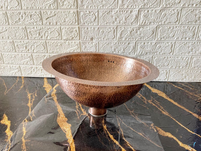 Classic Hammered Copper Drop-In Sink with Wide Rim