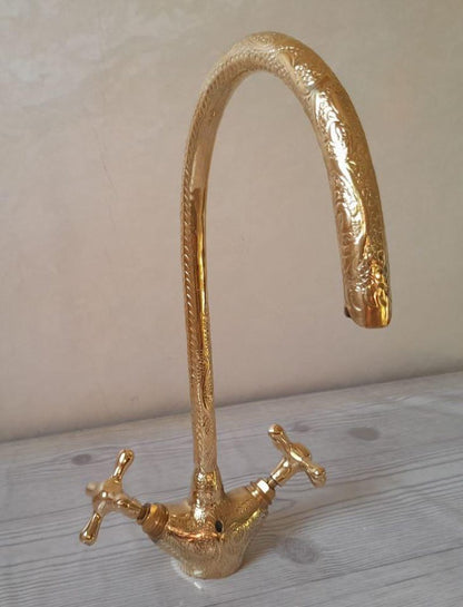Ornate Hand-Engraved Gooseneck Faucet