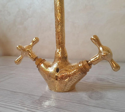 Ornate Hand-Engraved Gooseneck Faucet