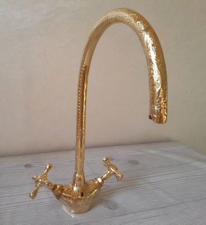 Ornate Hand-Engraved Gooseneck Faucet