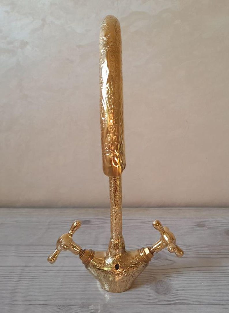 Ornate Hand-Engraved Gooseneck Faucet