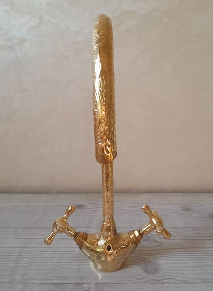 Ornate Hand-Engraved Gooseneck Faucet