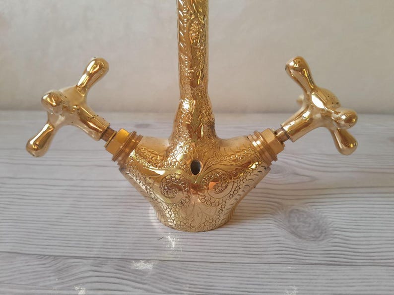 Ornate Hand-Engraved Gooseneck Faucet