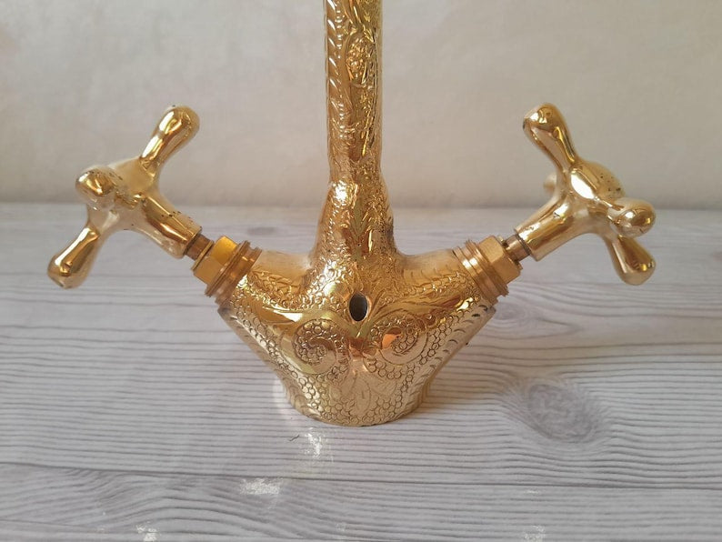 Ornate Hand-Engraved Gooseneck Faucet