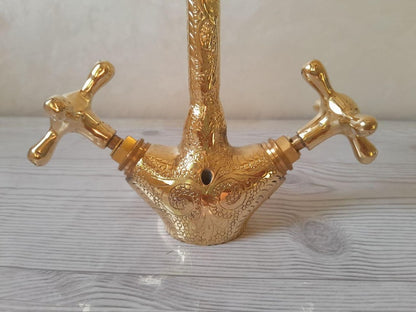 Ornate Hand-Engraved Gooseneck Faucet