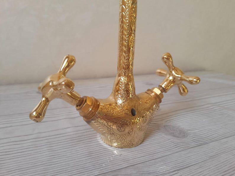 Ornate Hand-Engraved Gooseneck Faucet