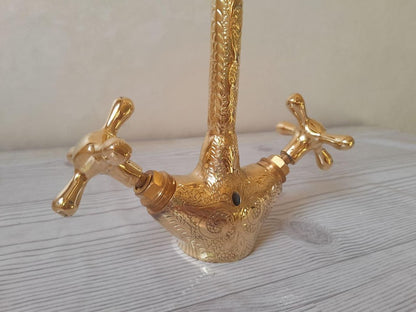 Ornate Hand-Engraved Gooseneck Faucet