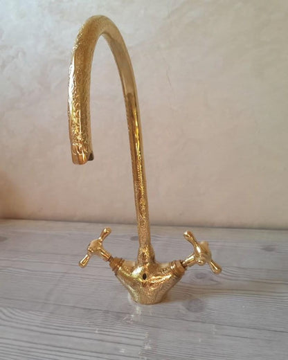 Ornate Hand-Engraved Gooseneck Faucet