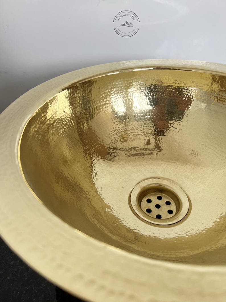 Handcrafted Round Hammered Brass Sink