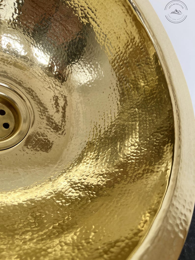 Handcrafted Round Hammered Brass Sink