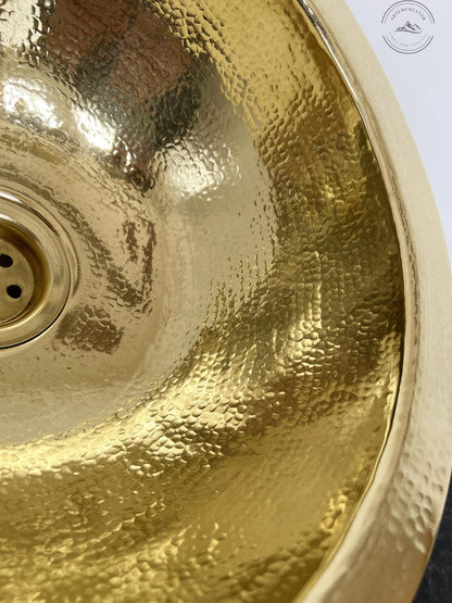 Handcrafted Round Hammered Brass Sink