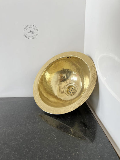 Handcrafted Round Hammered Brass Sink