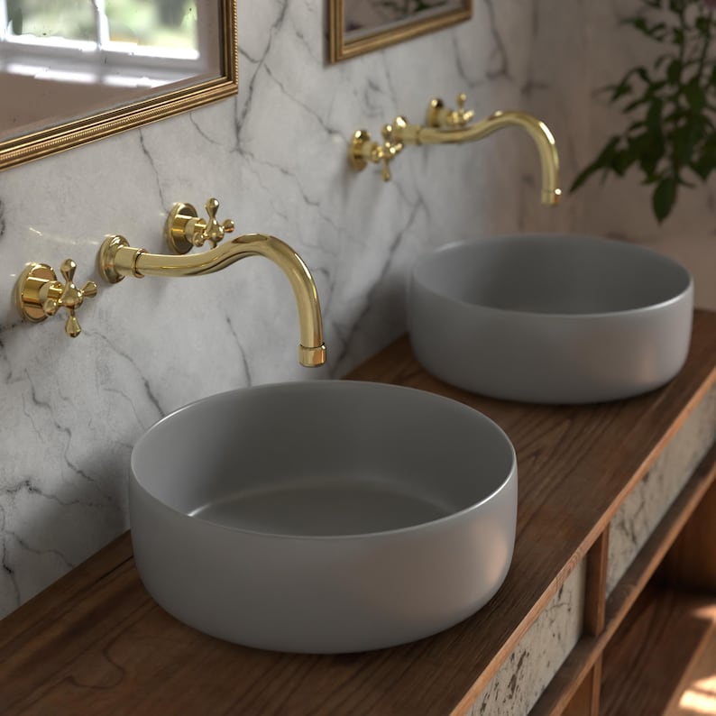 Wall Mounted Brass Bathroom Faucet