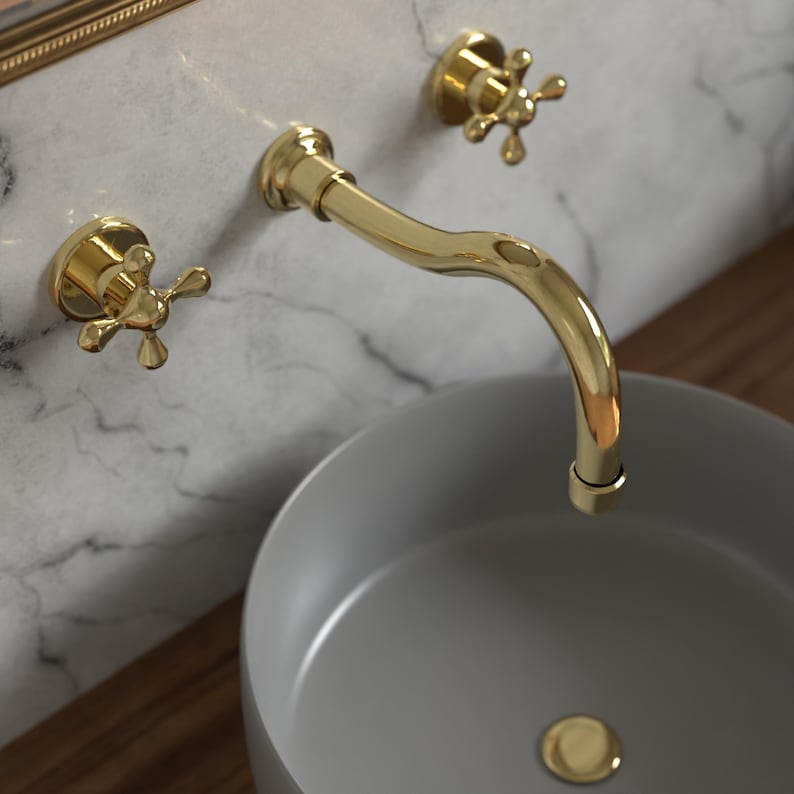 Wall Mounted Brass Bathroom Faucet