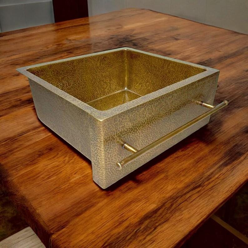 Handcrafted Unlacquered Brass Farmhouse Sink