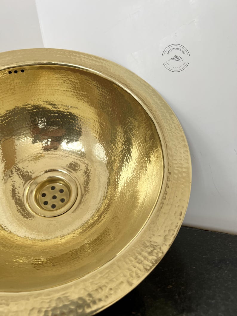 Handcrafted Round Hammered Brass Sink