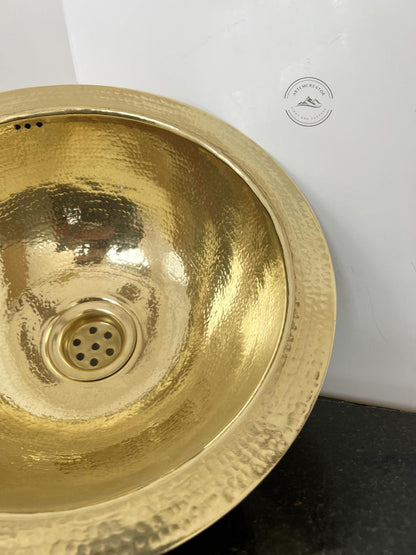 Handcrafted Round Hammered Brass Sink