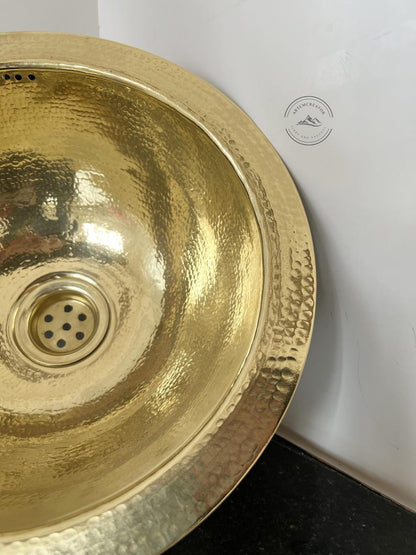 Handcrafted Round Hammered Brass Sink
