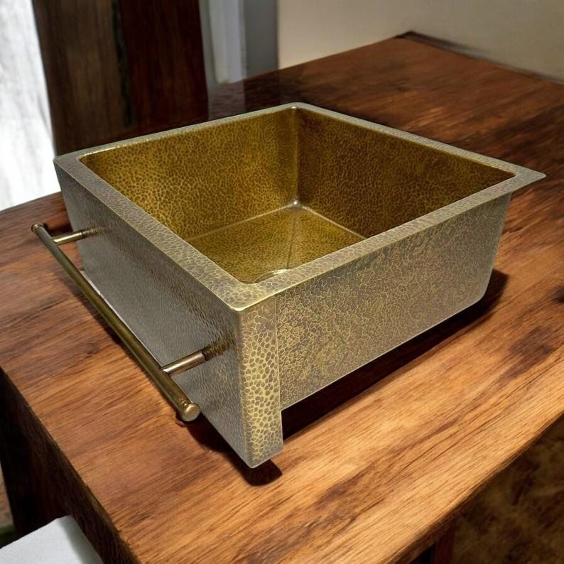 Handcrafted Unlacquered Brass Farmhouse Sink